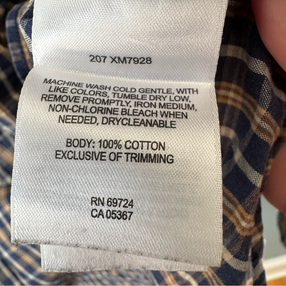 Columbia 100% Cotton Long Sleeve Button Up Shirt. Blue and Tan. Men’s  Large - Picture 7 of 10